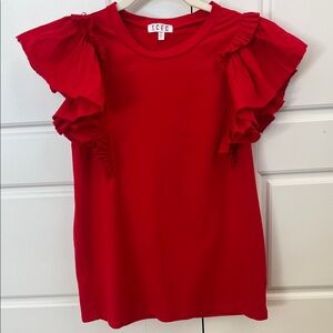 TCEC Red Ruffle Sleeve Tee